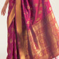 Hibiscus Purple Zari Butta Woven Banasari Silk Saree
