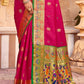 Ruby Pink Woven Paithani Silk Saree