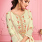 Banana Yellow Georgette Salwar Suit with Thread Embroidery, Katli & Mirror work