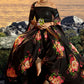 Midnight Black Organza Designer Printed Floral Lehenga Choli with Sequins and Zari work