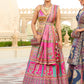 Lehenga Choli de seda rosa de diseñador lista para usar con brillo y trabajo de espejo