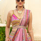 Lehenga Choli de seda rosa de diseñador lista para usar con brillo y trabajo de espejo