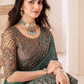 Viridian Green Designer Embroidered Georgette Silk Saree