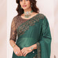 Viridian Green Designer Embroidered Georgette Silk Saree