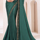 Viridian Green Designer Embroidered Georgette Silk Saree