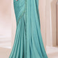 Turquoise Blue Designer Embroidered Georgette Silk Saree