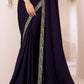 Eggplant Purple Designer Embroidered Georgette Chiffon Saree