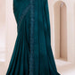 Dark Yale Blue Designer Embroidered Shaded Chiffon Saree
