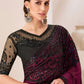 Sangria Purple Designer Embroidered Satin Georgette Saree