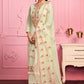 Banana Yellow Georgette Salwar Suit with Thread Embroidery, Katli & Mirror work