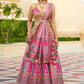 Lehenga Choli de seda rosa de diseñador lista para usar con brillo y trabajo de espejo