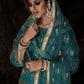 Dark Firozi Blue Designer Soft Net Sharara Suit with Sequin work
