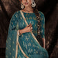 Dark Firozi Blue Designer Soft Net Sharara Suit with Sequin work