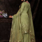 Pistachio Green Designer Soft Net Sharara Suit with Sequin work