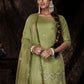 Pistachio Green Designer Soft Net Sharara Suit with Sequin work