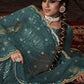 Cyprus Green Designer Soft Net Sharara Suit with Sequin work