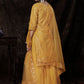 Golden Yellow Designer Soft Net Sharara Suit with Sequin work