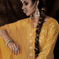 Golden Yellow Designer Soft Net Sharara Suit with Sequin work