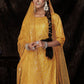Golden Yellow Designer Soft Net Sharara Suit with Sequin work