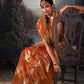 Yam Orange Zari Woven Organza Silk Saree with Swarovski Work