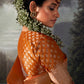 Yam Orange Zari Woven Organza Silk Saree with Swarovski Work