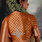 Yam Orange Zari Woven Organza Silk Saree with Swarovski Work