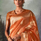 Yam Orange Zari Woven Organza Silk Saree with Swarovski Work