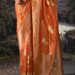 Yam Orange Zari Woven Organza Silk Saree with Swarovski Work