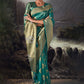 Pacific Blue Zari Woven Organza Silk Saree with Swarovski Work