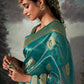 Pacific Blue Zari Woven Organza Silk Saree with Swarovski Work