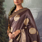 Aubergine Purple Zari Woven Organza Silk Saree with Swarovski Work