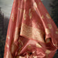 Brink Pink Zari Woven Organza Silk Saree with Swarovski Work