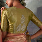 Brink Pink Zari Woven Organza Silk Saree with Swarovski Work