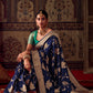 Berry Blue Meenakari Weaving Dola Silk Saree