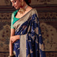 Berry Blue Meenakari Weaving Dola Silk Saree