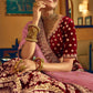 Wine Red Bridal Velvet Lehenga Choli with Embroidery & Hand work