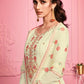 Banana Yellow Georgette Salwar Suit with Thread Embroidery, Katli & Mirror work