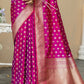 Magenta Purple Soft Banarasi Silk Saree with overall Butti