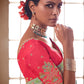 Turquoise Green Woven Dola Silk Saree with Contrast Embroidered Border