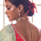 Turquoise Green Woven Dola Silk Saree with Contrast Embroidered Border