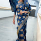 Aegean Blue Woven Banarasi Silk Saree with overall Butti