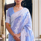 Floral Purple Lucknowi Chikankari Weaving Silk Saree