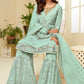 Powder Blue Georgette Sharara Suit with Gota work & Embroidery
