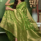 Apple Green Zari Woven Organza Silk Saree