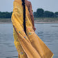Tuscany Yellow Woven Linen Silk Saree with Floral Motif on Pallu and Border