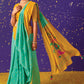 Green & Yellow Printed Paithani Silk Saree with Embroidered Blouse