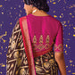 Chocolate Brown Printed Paithani Silk Saree with Embroidered Blouse