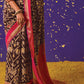 Chocolate Brown Printed Paithani Silk Saree with Embroidered Blouse