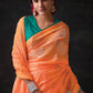 Sunrise Orange Bandhani Print Soft Silk Saree with Contrast Blouse