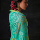 Light Turquoise Blue Bandhani Print Soft Silk Saree with Contrast Blouse